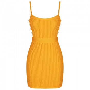 Club Mini Orange Cut Out Bandage Dresses Backless Black Yellow